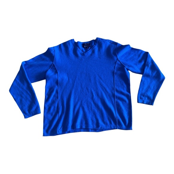 INC International Concepts Merino Wool sweater Blue V Neck soft long sleeve - Picture 1 of 14